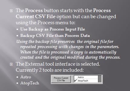 Process options and output format