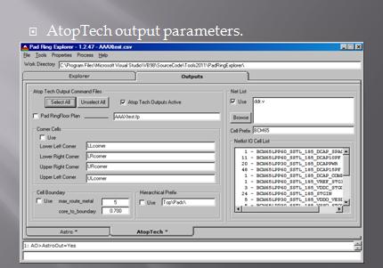 AtopTech output parameters
