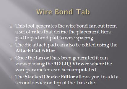 Wire bond tab